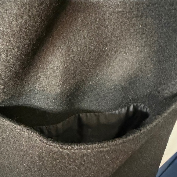 VTG Wool Long Coat Jacket Womens 4 Black Leather Trim David Benjamin Winter FLAW - Picture 10 of 11